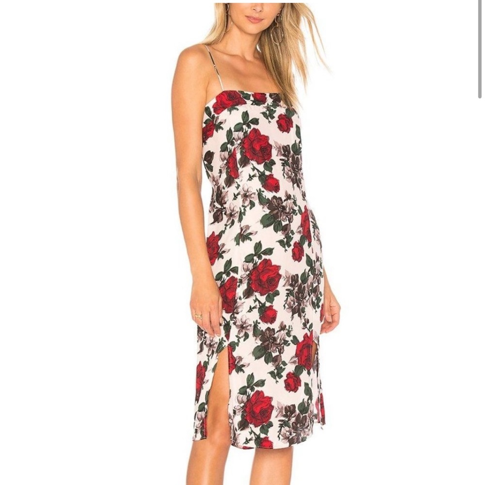 Gorgeous real silk red rose slip dress from Equipment!